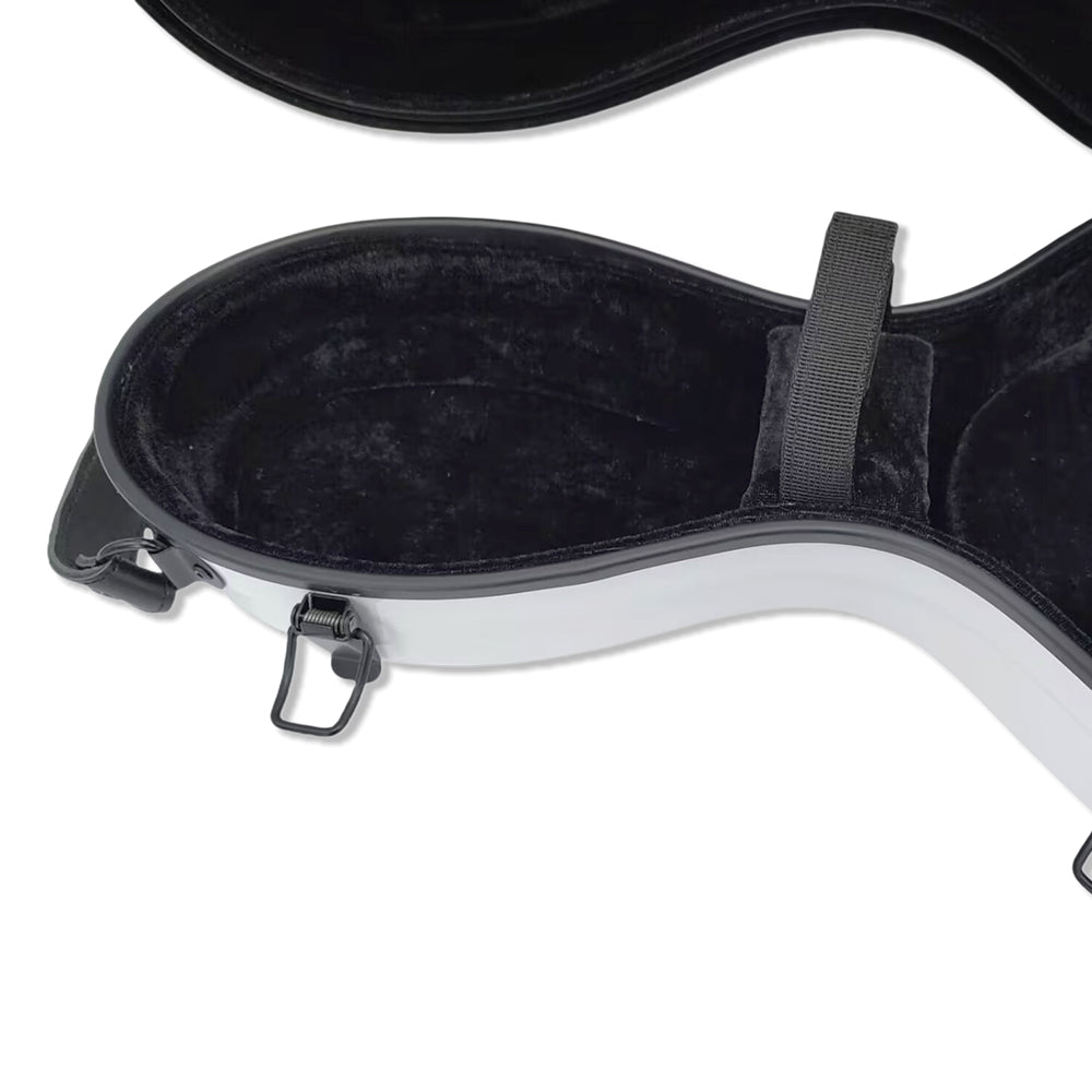 Lightweight Fiberglass Viola Case for 16 Inch to 16.5 Inch Size Hard Viola Case with Backstraps, 2.68 Kg, Waterproof Shell (White)