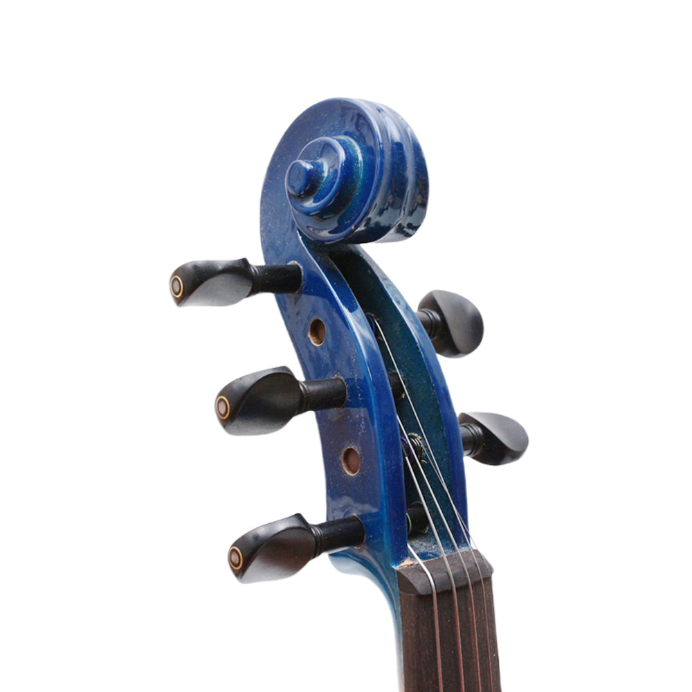 Blue Electric Violin Full Size 5 String Solid Wood Violin 4/4 Size with Ebony Fittings Big Jack Cable with Violin Bow and Case(Blue-5 String)
