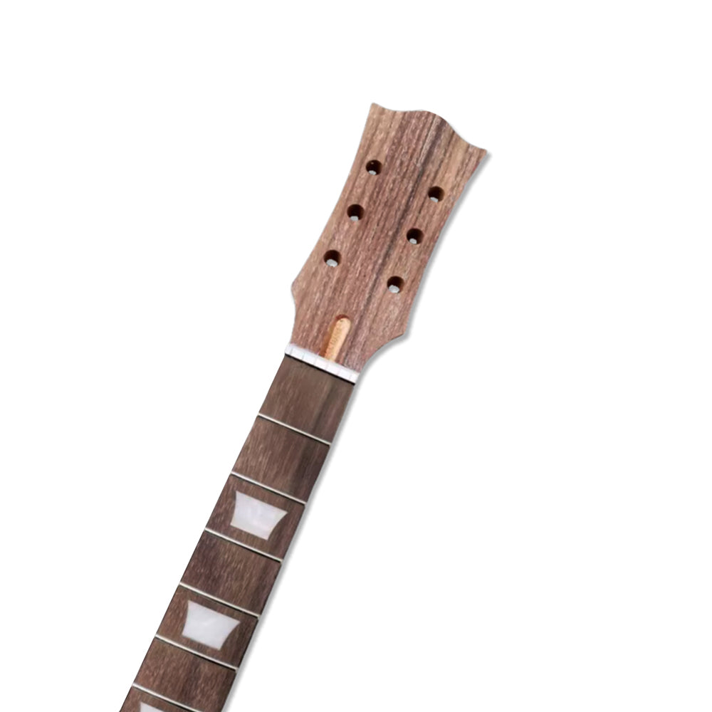 Mahogany Electric Guitar Neck with Binding 22Fret 24.75Inch Rosewood Fretboard Trapezoid Inlay Bolt on Guitar Neck Replacement Black Head Unfinished