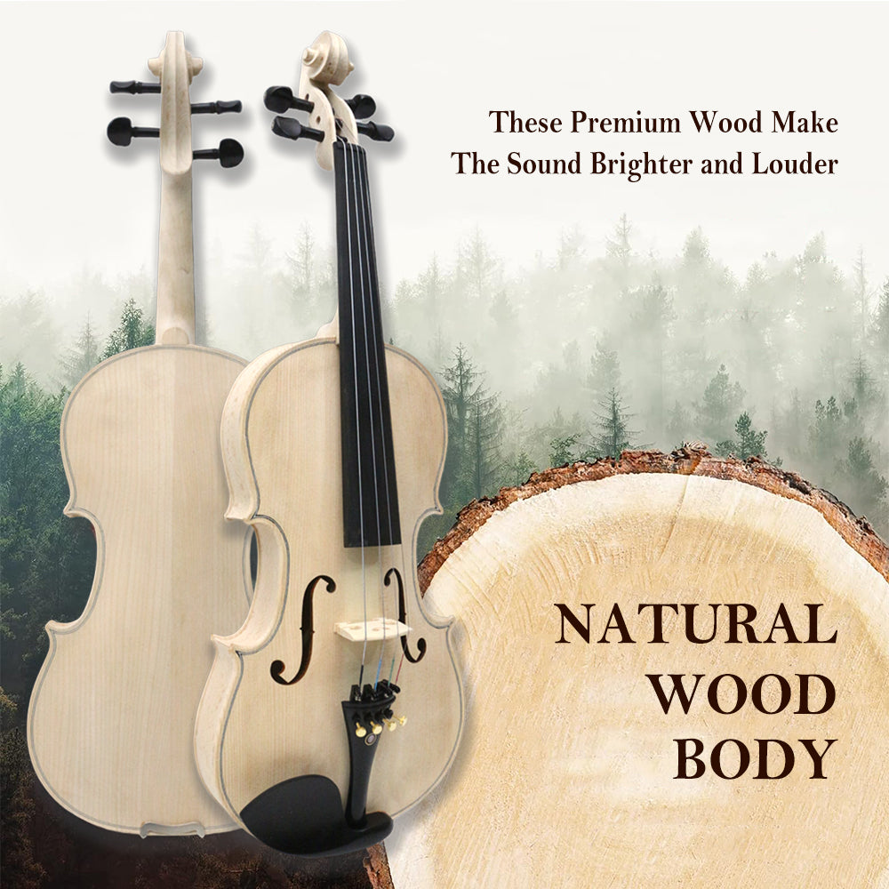 White DIY 4/4 Unfinished Professional Handmade Violin Exquisite Flame Maple