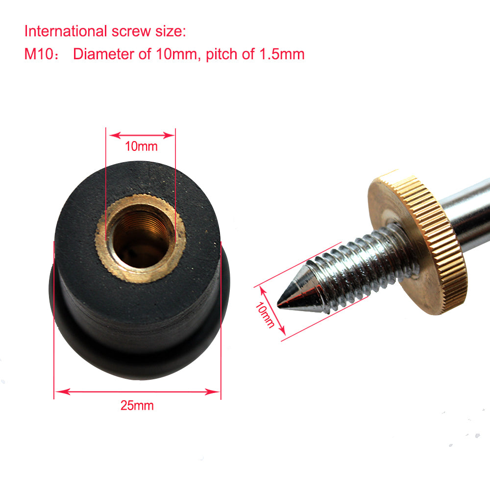 Bass Endpin Rubber Tip Stopper, 10Mm Metal Screw Thread, 25Mm Diameter