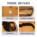 Canvas Violin Box 4/4 Full Size Wooden Oblong Violin Case with Durable Straps 2 Bow Holder Travel Violin Case Bag