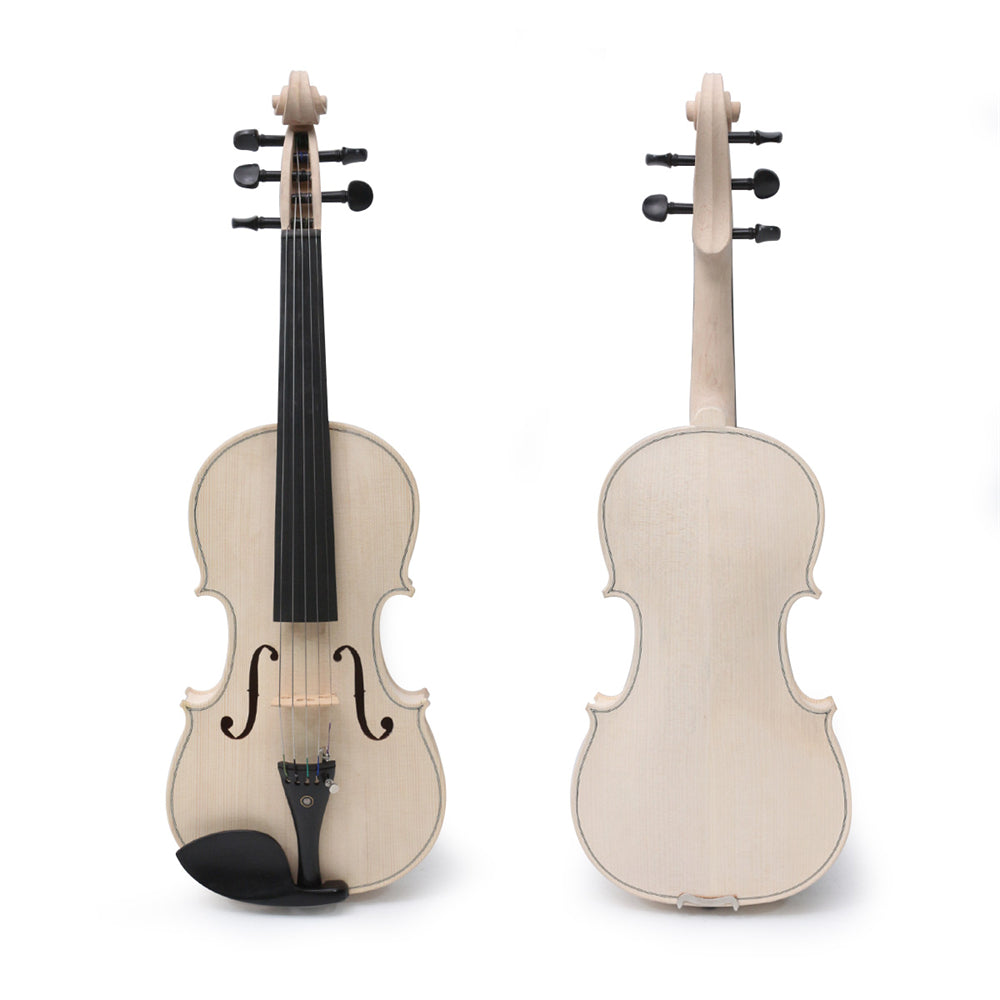4/4 Violin Full Size White Violin Unfinished 5String Violin with Ebony Fittings Maple Spruce Wood Professional