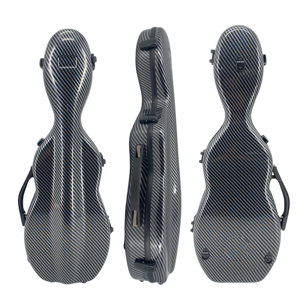 Yinfente 4/4 violin case Carbon fiber composite Bow holder Hygrometer Back strap Black