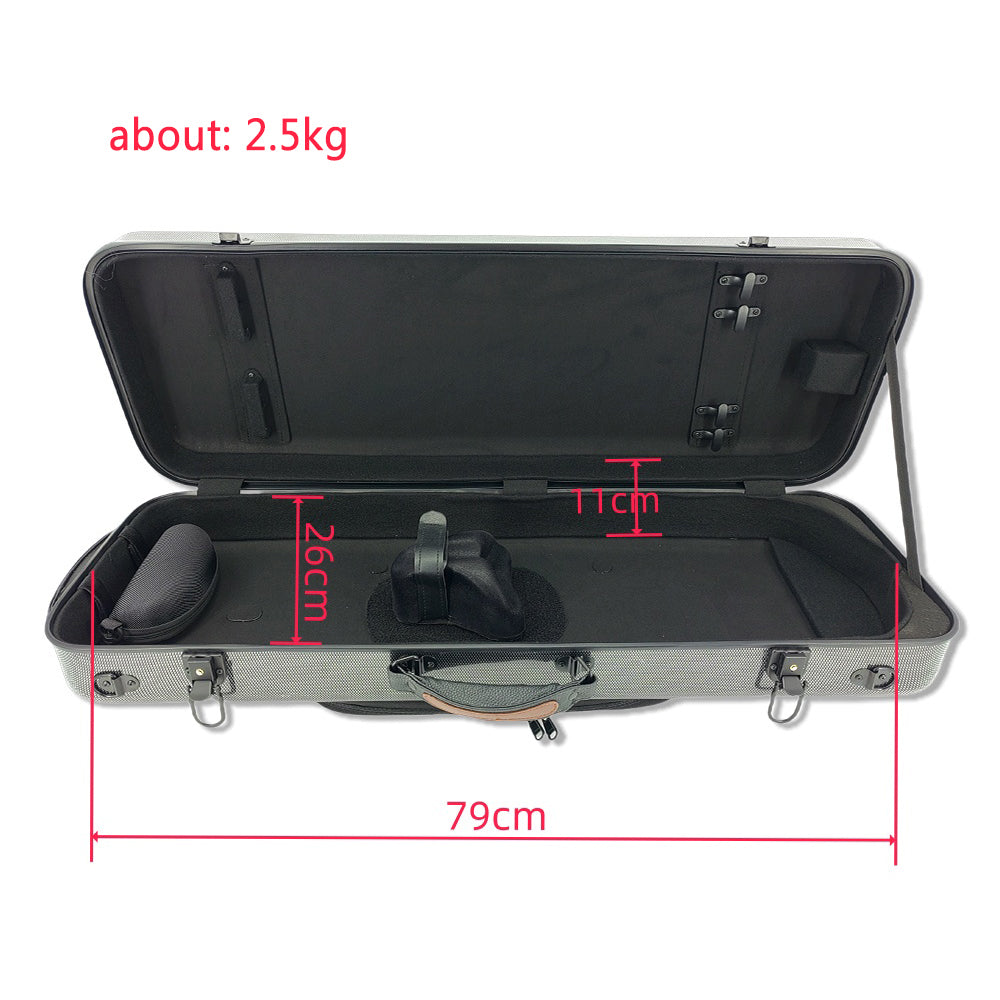 16 Inch Viola Case Durable Carbon Fiber Composite Oblong Viola Box Fit for 15-17Inch Adjustable, Viola Case Lightweight, 2.5 Kg