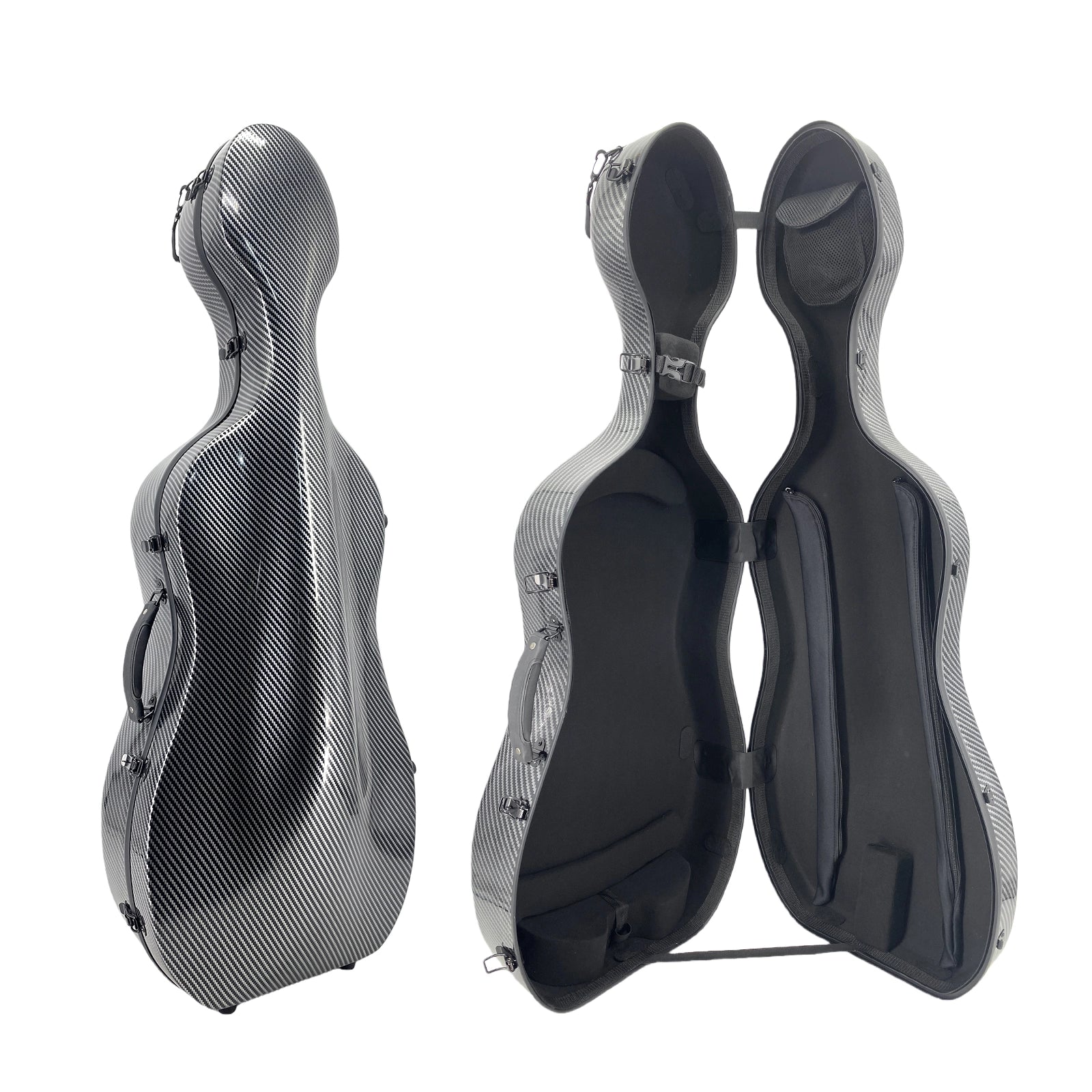 Yinfente Cello Case 1/2 Size Carbon Fiber Lightweight Cello Box with Combination Lock Wheels Straps Strong