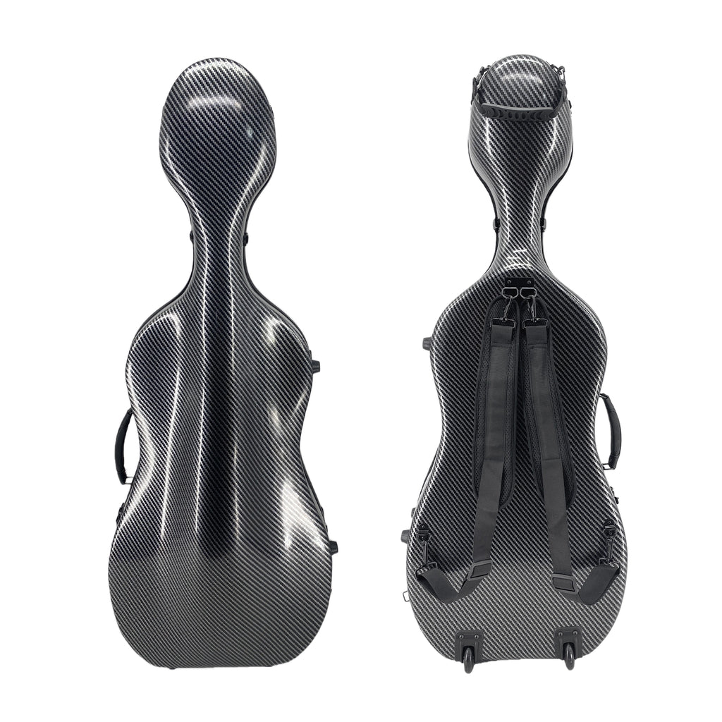Yinfente Cello Case 1/2 Size Carbon Fiber Lightweight Cello Box with Combination Lock Wheels Straps Strong