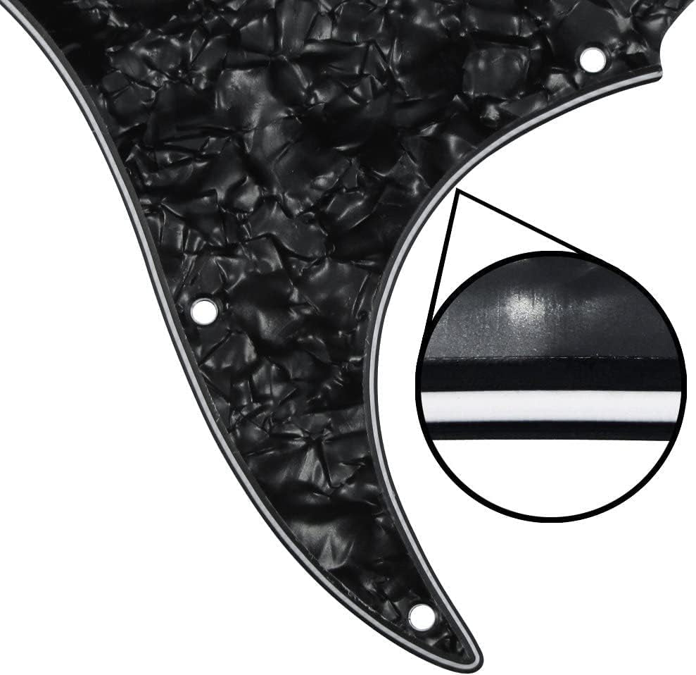 11 Hole Strat Pickguard SSS 3 Single Coil Pickups Scratch Plate with Pickguard Screws, Silver Mirror Style (Black Pearl)