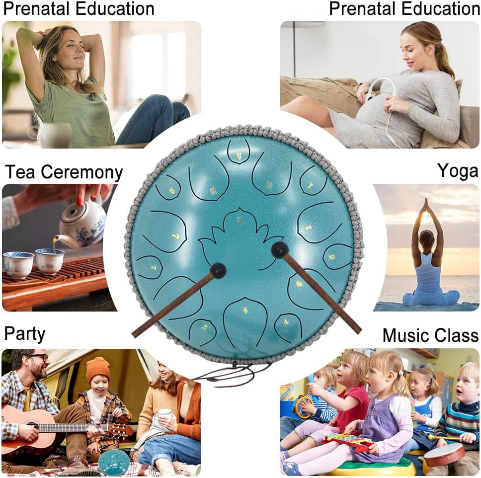 12 Inches 15 Notes Rain Drum for Outside,Steel Tongue Drum with Mallets & Storage Bag,Meditation Rain Chime for Adults,Friends,Family