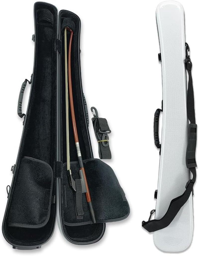 Carbon Fiber Upright Bass Bow Case for Geman French Double Bass Bow Hold 2Pcs Bows Hard Bow Case White