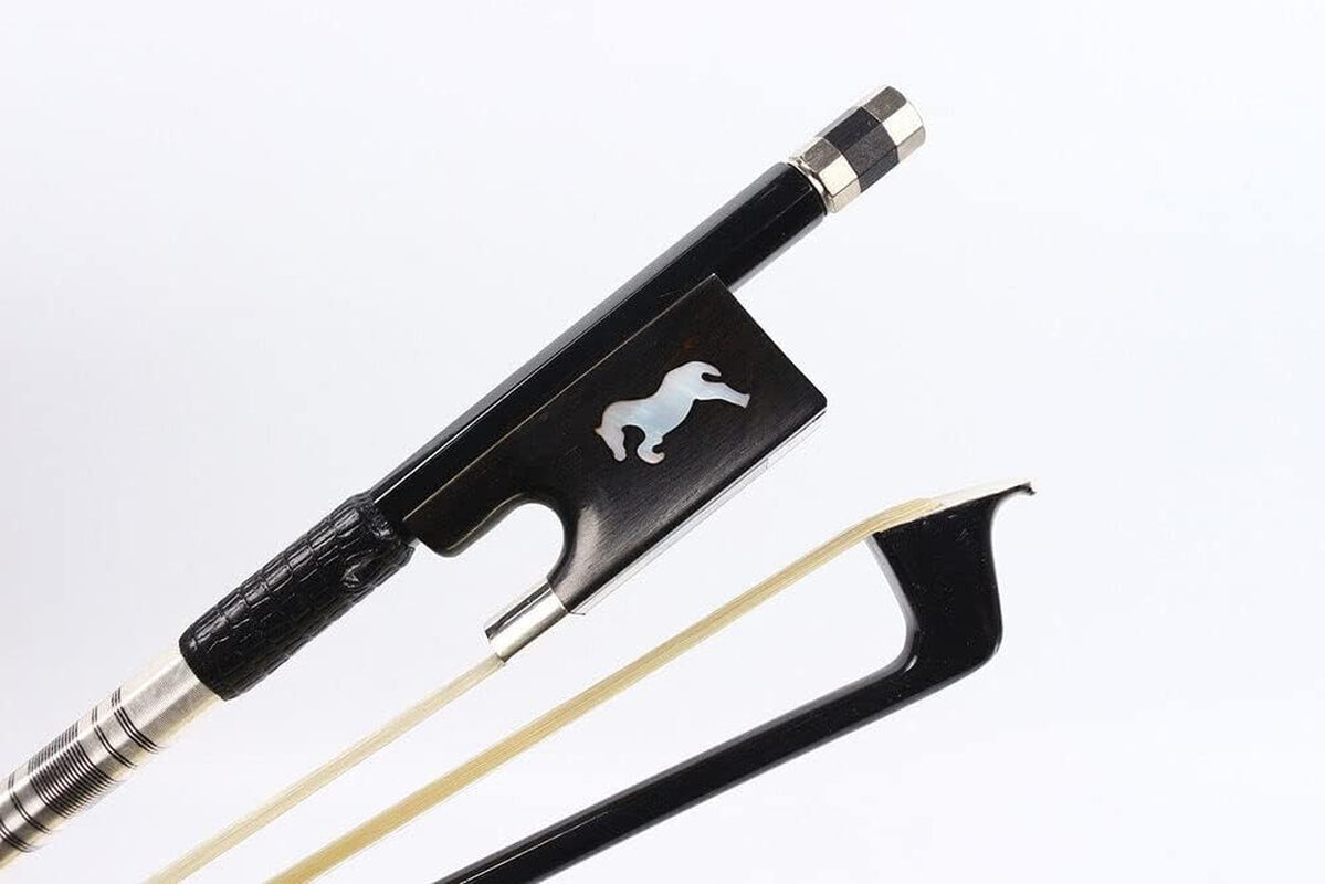 New 4/4 Violin Bow Black Carbon Fiber Stick Horse Inlay AAA Bow Hair Ebony Frog