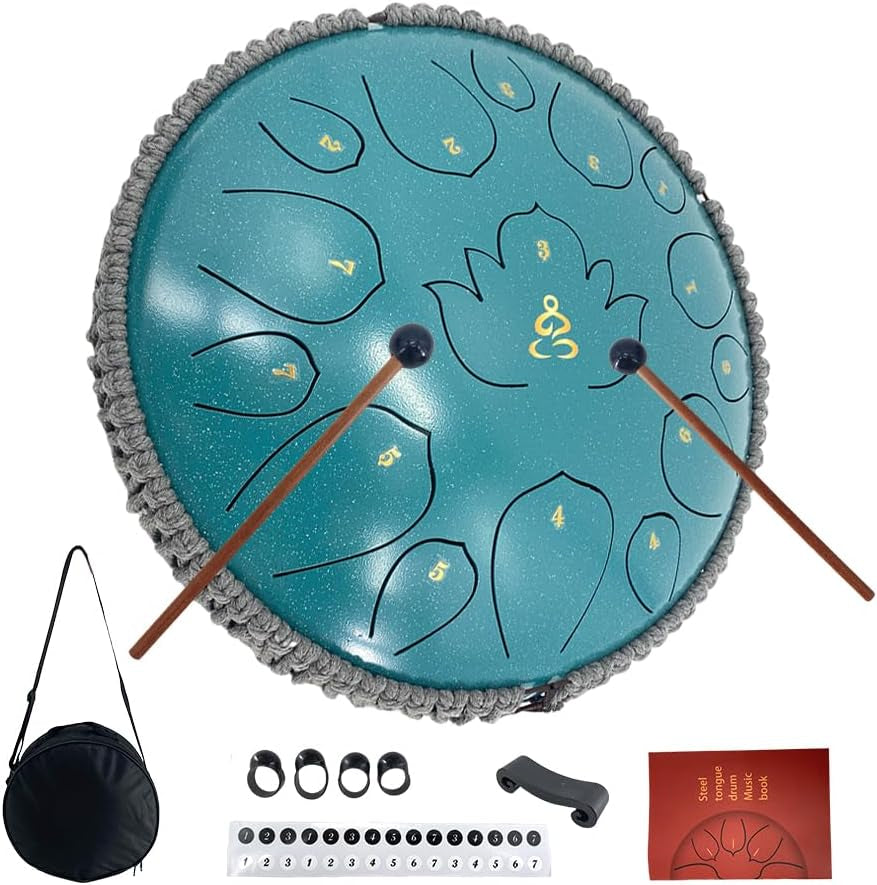 12 Inches 15 Notes Rain Drum for Outside,Steel Tongue Drum with Mallets & Storage Bag,Meditation Rain Chime for Adults,Friends,Family