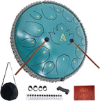 12 Inches 15 Notes Rain Drum for Outside,Steel Tongue Drum with Mallets & Storage Bag,Meditation Rain Chime for Adults,Friends,Family