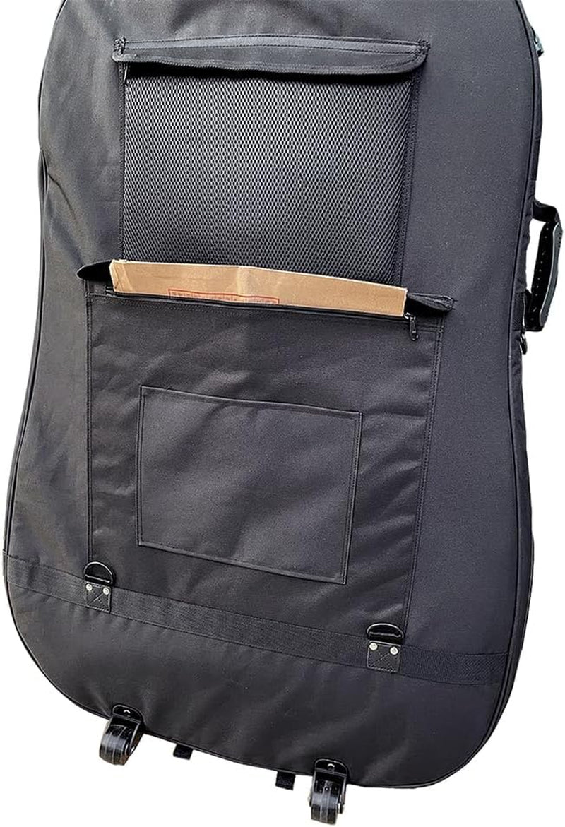 3/4 Upright Bass Gig Bag with Adjustable Backstrap&Handle&Wheel&More Storage Pockets Double Bass Bag for Musicians Durable and Portable Black