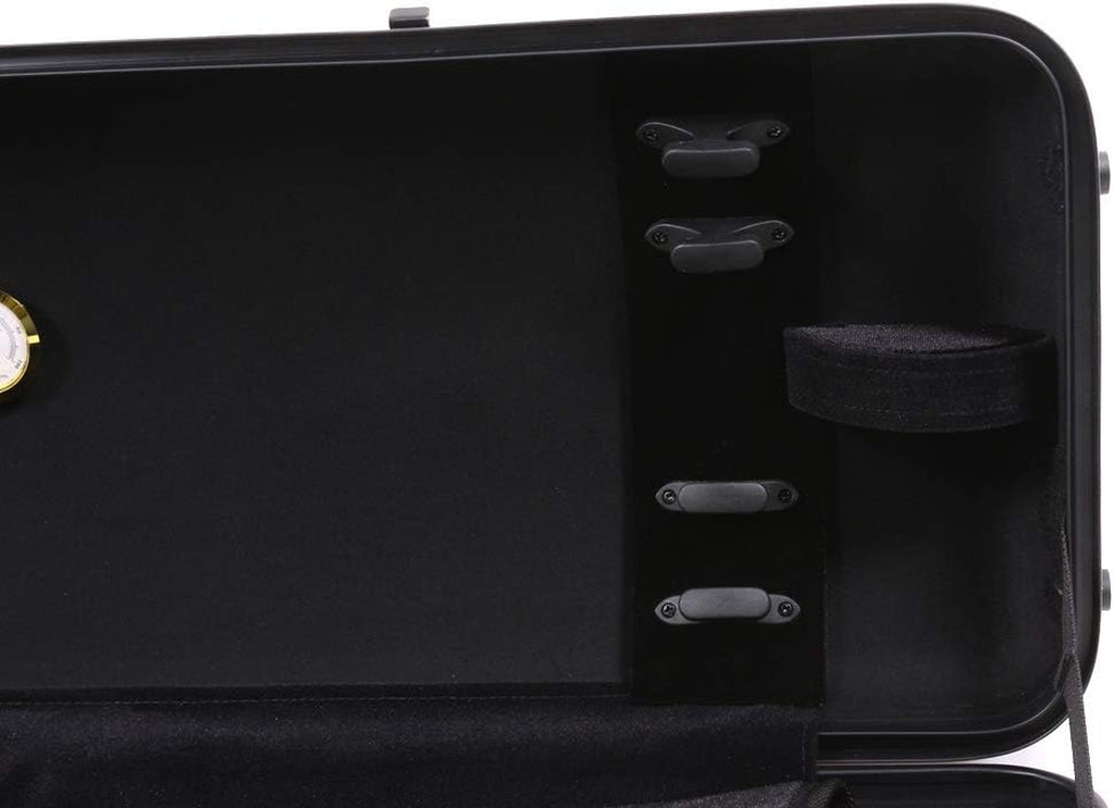 Violin Case 4/4 Full Size Carbon Fiber Oblong 4/4 Violin Case with Music Sheet Bag Adjustable Backstrap Hygrometer Lightweight & Portable