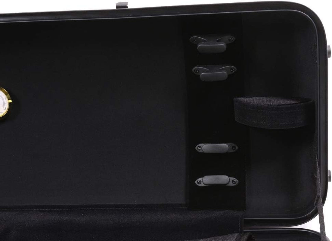 Violin Case 4/4 Full Size Carbon Fiber Oblong 4/4 Violin Case with Music Sheet Bag Adjustable Backstrap Hygrometer Lightweight & Portable