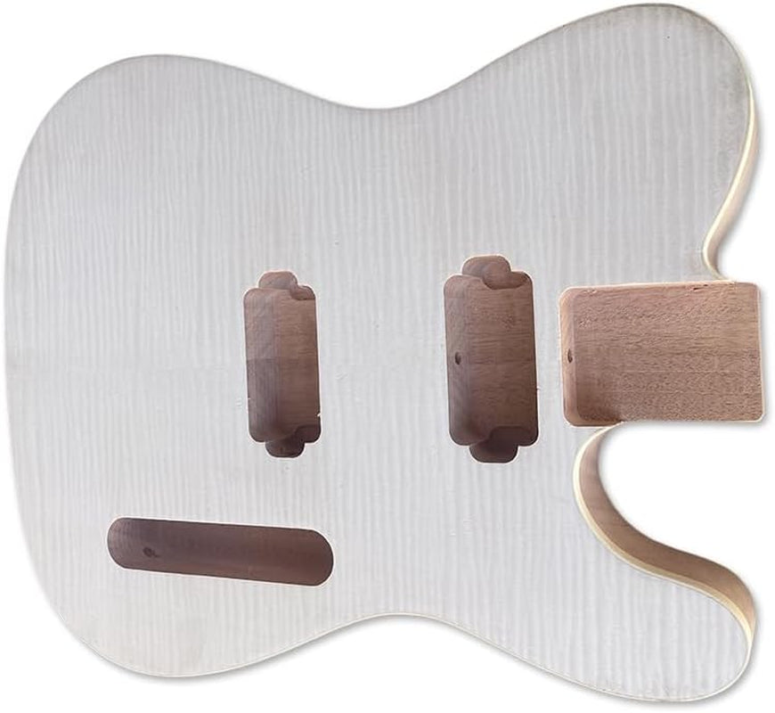 Unfinished Guitar Body Tl-Style- Solid Mahogany with Flame Maple Veneer, H-H Pickup Routing, Repair/Replacement for Guitar Building Project
