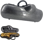 Composite Carbon Fiber Alto Saxophone Case - Lightweight, Durable, and Water-Resistant Protective Hard Case for Alto Sax with Comfortable Shoulder Strap and Plush Interior (Grey)