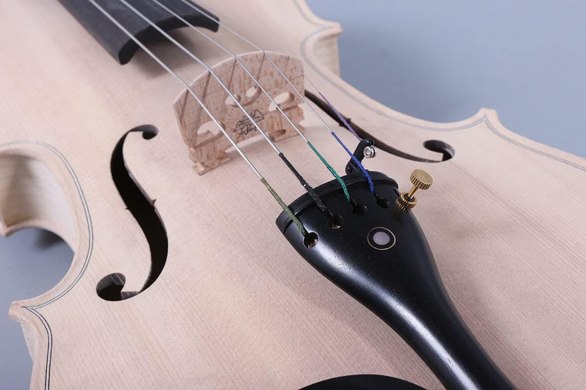 4/4 Violin Full Size White Violin Unfinished 5String Violin with Ebony Fittings Maple Spruce Wood Professional