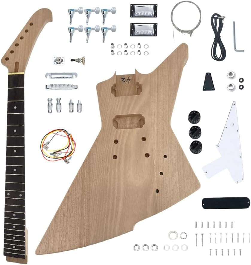 DIY Guitar Kit with Mahogany Body Mahogany Neck with Rosewood Fretboard 6 String DIY Electric Guitar Kit with All Components to Build Your Own Guitar