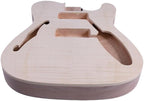 Tl-Style Semi-Hollow Guitar Body Replacement–Mahogany Wood with Maple Veneer, Big Hole Style, Unfinished(No Pre-Drilled Holes)