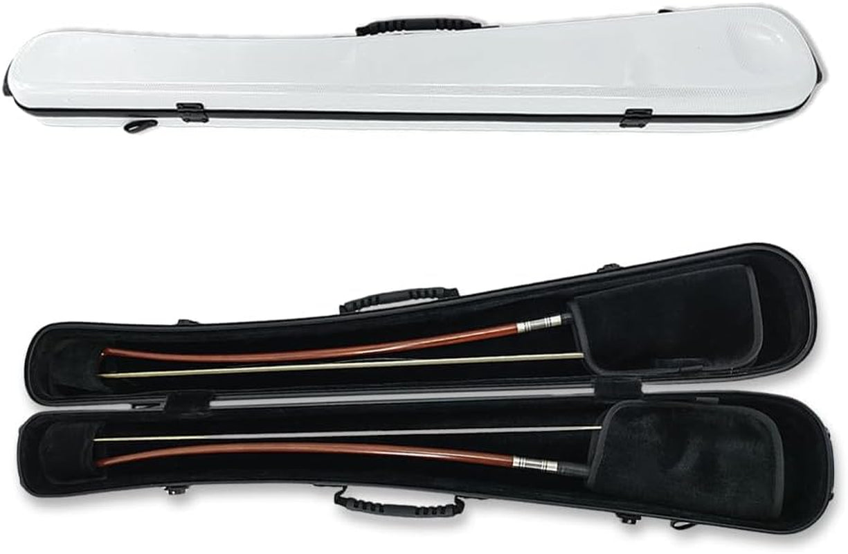 Carbon Fiber Upright Bass Bow Case for Geman French Double Bass Bow Hold 2Pcs Bows Hard Bow Case White