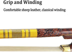 Violin Bow 4/4 Full Size Snakewood with Pearl Eye Natural Bow Hair Pernambuco Level, Stiff & Well Balanced,Violin Bow Full Size for Violinists & Fiddlers of All Skill Levels