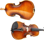 4/4 Full Size Flame Maple 4 String Acoustic Violin Spruce Top Ebony Fittings Solid Wood,Case,Bow,Rosin,Battery-Operated Mini Clip-On Tunerkit,Briage,Shoulder Rest for Beginner. (Fine Grain)