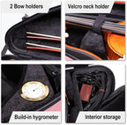 Violin Case 4/4 Full Size 1.9Kg Carbon Fiber Half round Shape Viloin Bag with Strap Combination Lock and Accessories Bag Pink
