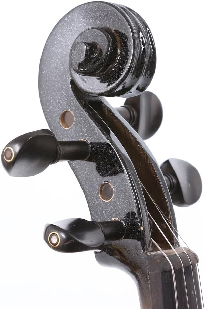 16Inch Silent Electric Viola Solid Wood 4 String with Ebony Fittings&Hard Case& Brazilwood Bow&Aux Cable&Cleaning Cloth Black