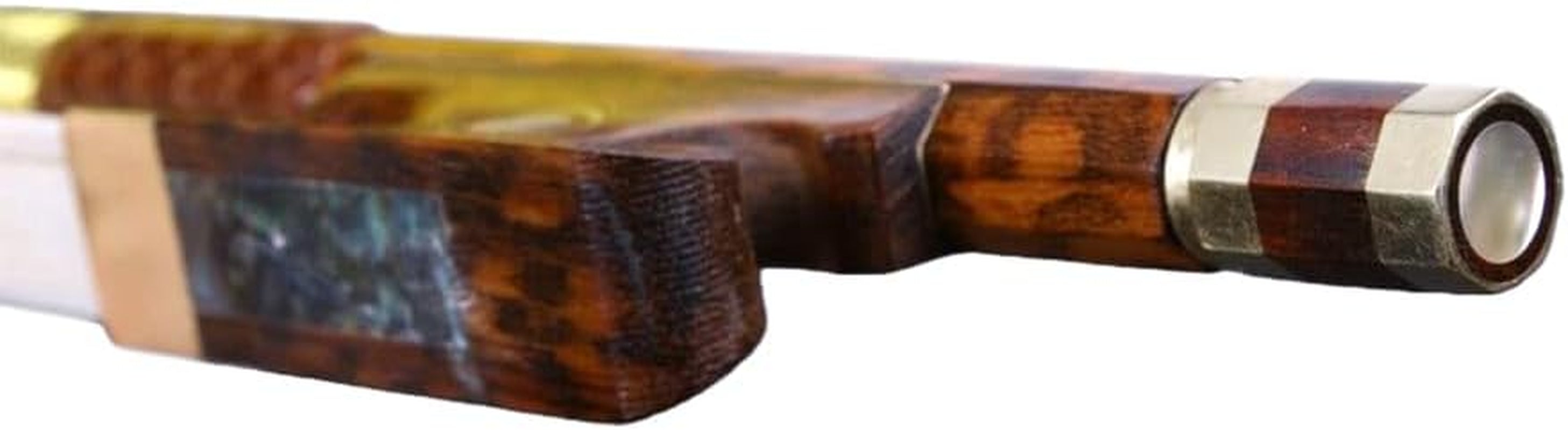 Violin Bow 4/4 Full Size Snakewood with Pearl Eye Natural Bow Hair Pernambuco Level, Stiff & Well Balanced,Violin Bow Full Size for Violinists & Fiddlers of All Skill Levels