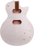 Electric Guitar Body Unfinished Mahogany +Maple Top +Flame Maple Veneer Set in DIY Guitar Body Blank HH Hamburger Pickup