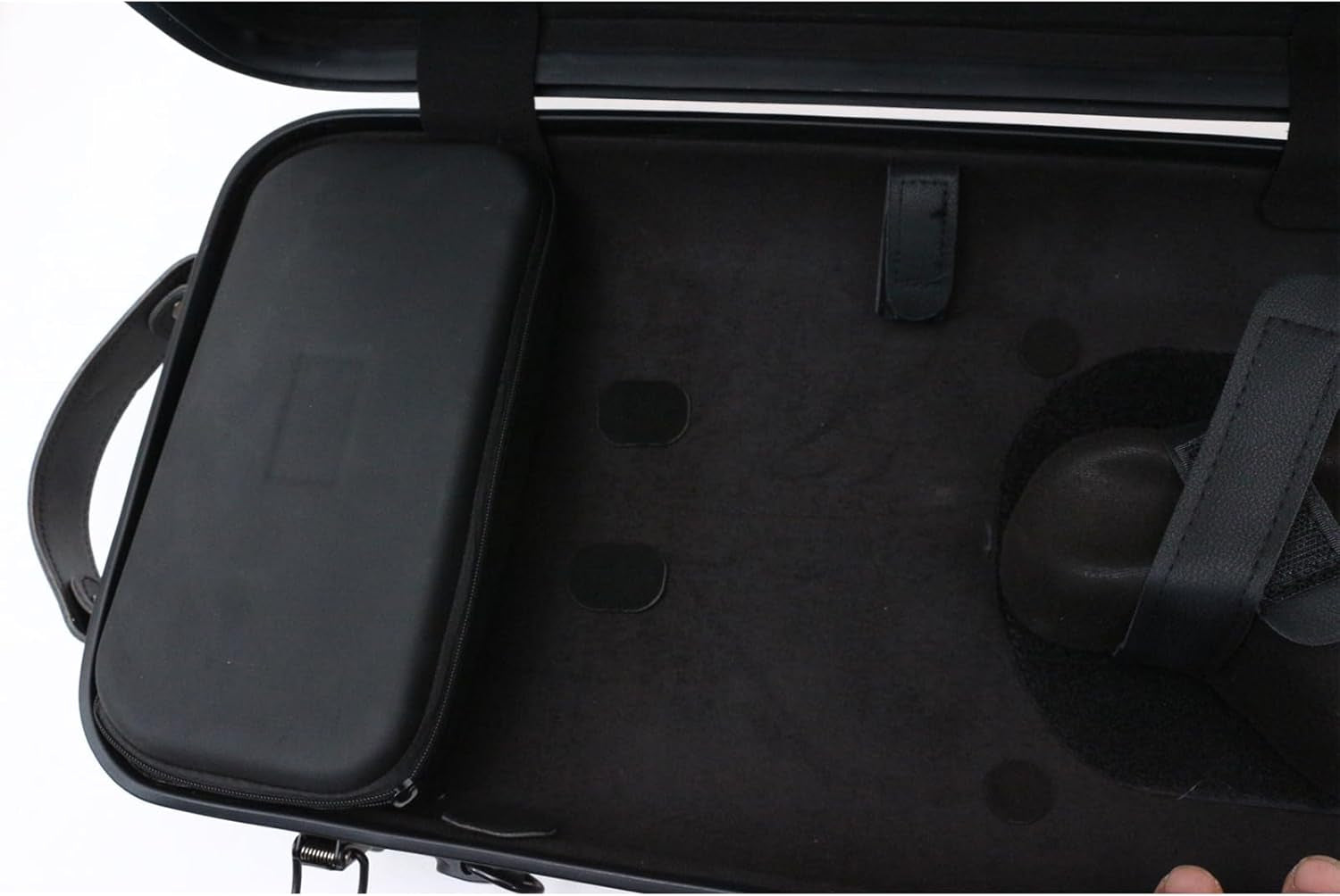 Violin Case 4/4 Full Size Carbon Fiber Oblong 4/4 Violin Case with Music Sheet Bag Adjustable Backstrap Hygrometer Lightweight & Portable