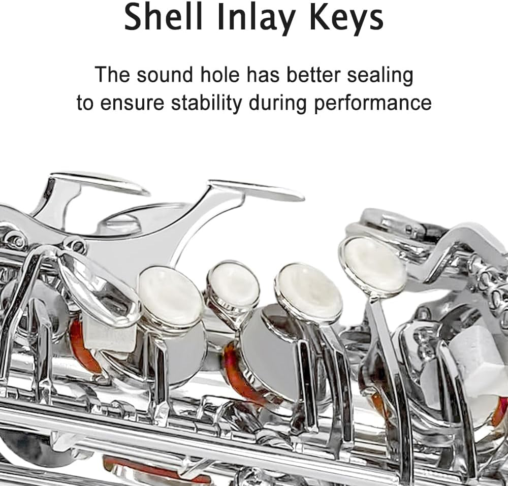 Saxophone Alto Beginner Kit for Adults & Students - Eb Nickel-Plated Sax with Case, Reeds, Mouthpiece & Straps - Professional Setup, Easy to Play (Nickel)