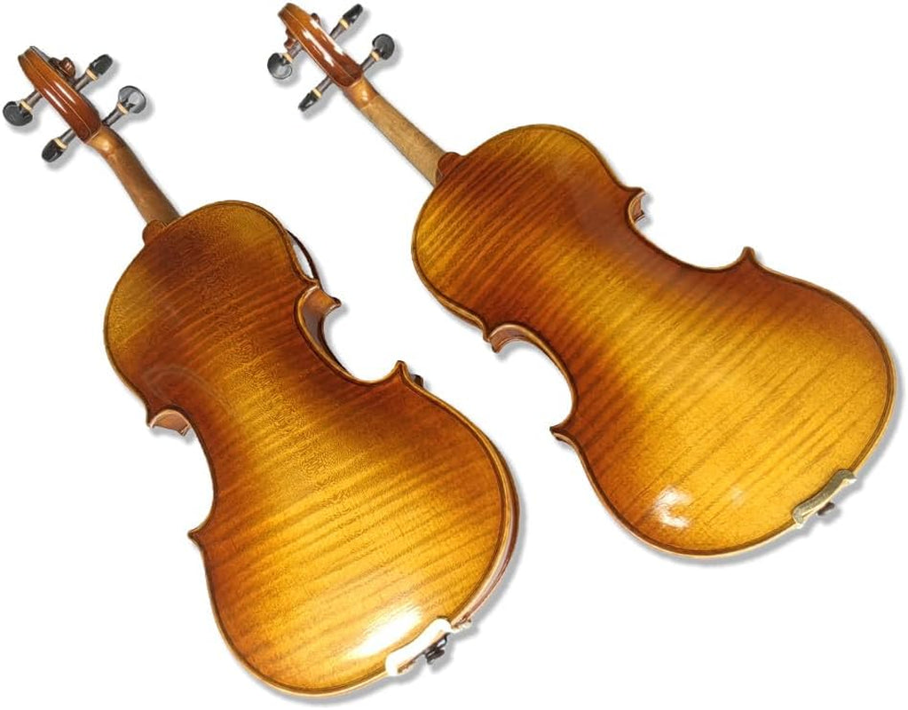 4/4 Full Size Acoustic Violin a Piece of Flame Maple Solid Wood Spruce Top Ebony Fittings 4 String with Case,Bow Handcrafted for Beginner