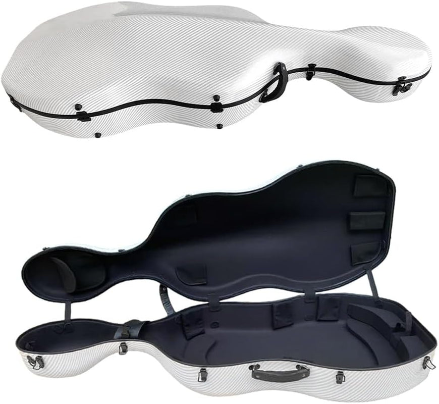 Carbon Fiber Cello Case 4/4 Full Size Hard Shell with Lock & Backpack Straps,Wheels 3.8Kg Lightweight Hard Case for Student