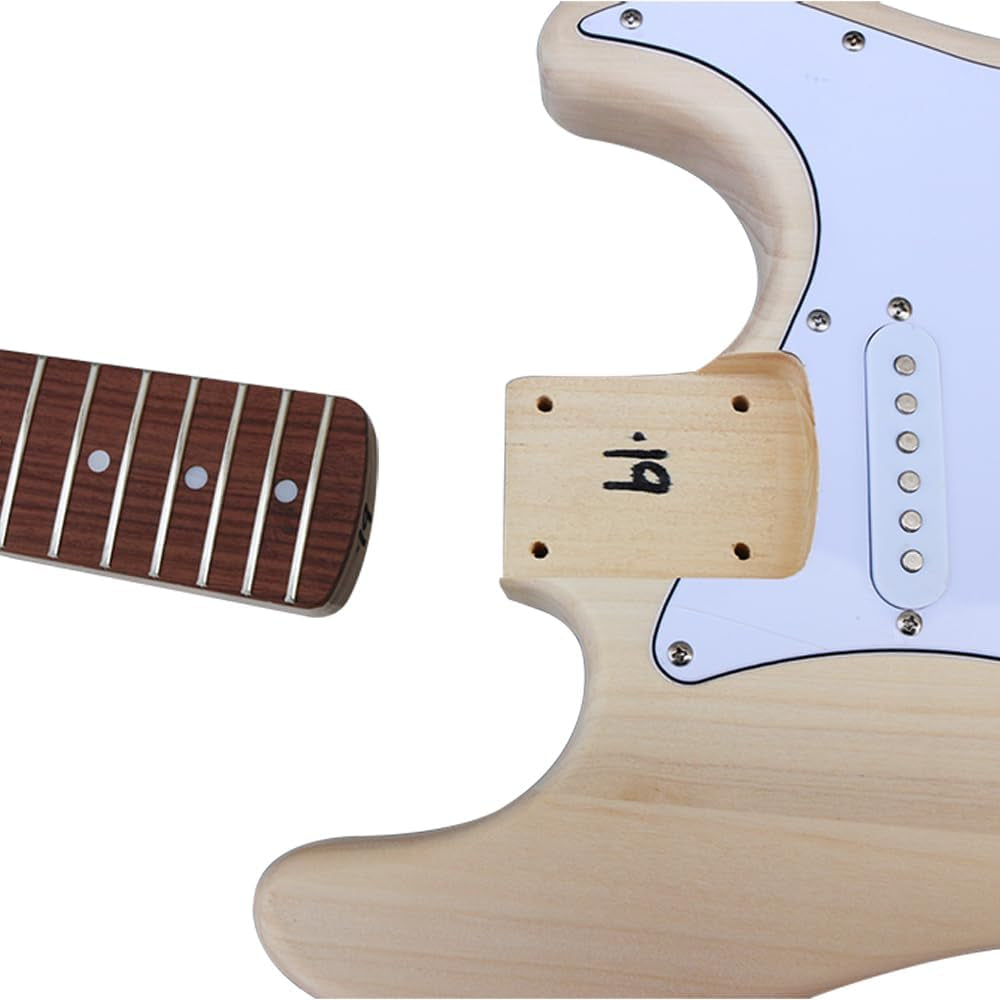 DIY Guitar Kit with Basswood Body Maple Neck with Rosewood Fretboard 6 String DIY Electric Guitar Kit with All Components to Build Your Own Guitar