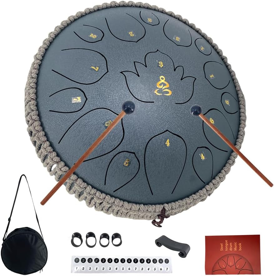 12 Inches 15 Notes Rain Drum for Outside,Steel Tongue Drum with Mallets & Storage Bag,Meditation Rain Chime for Adults,Friends,Family