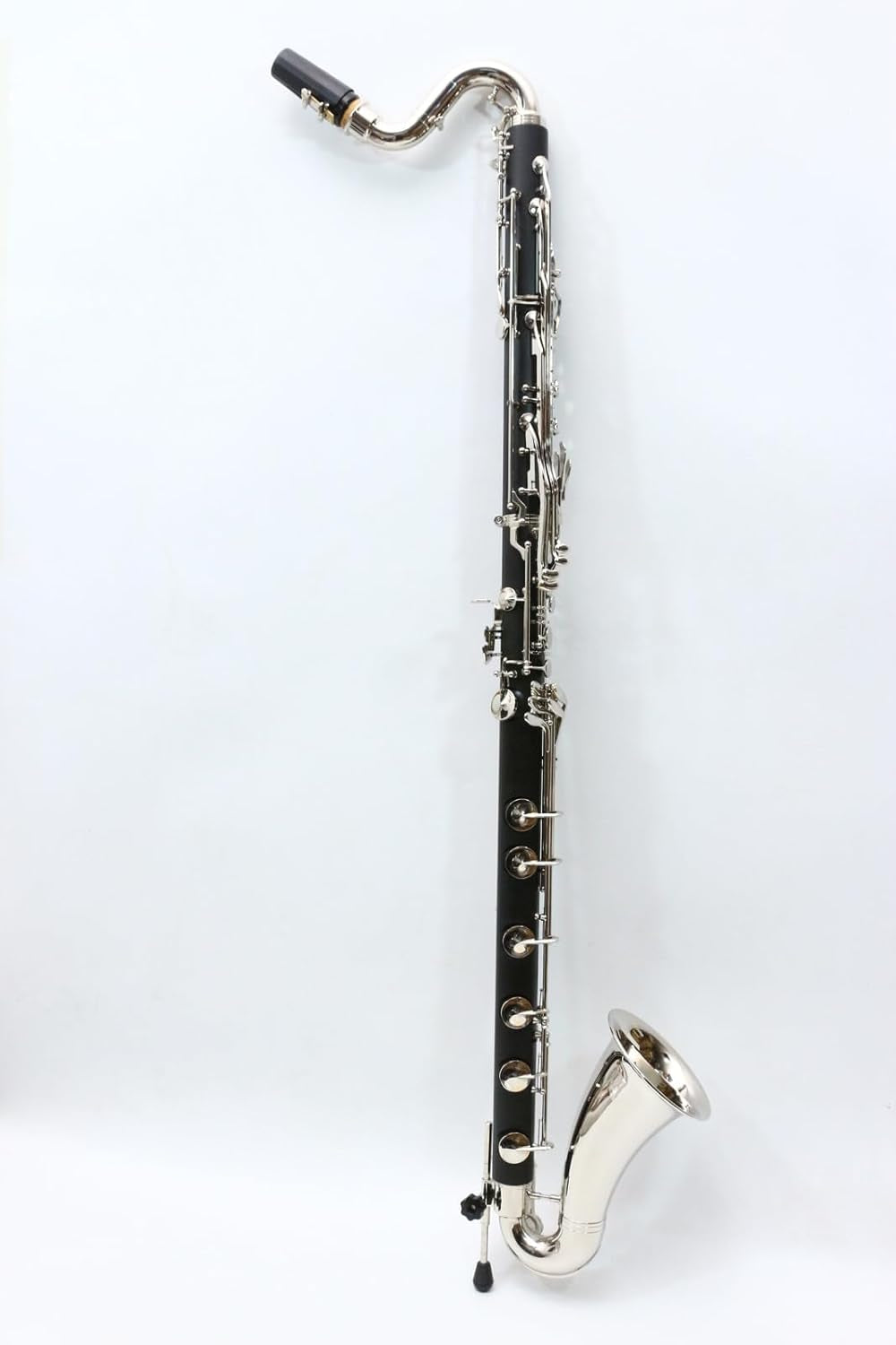 Professional Bass Clarinet Low C Silver Nickel Plated Keys with Case Rich Sound Musical Instrument Student Clarinet (Low C)