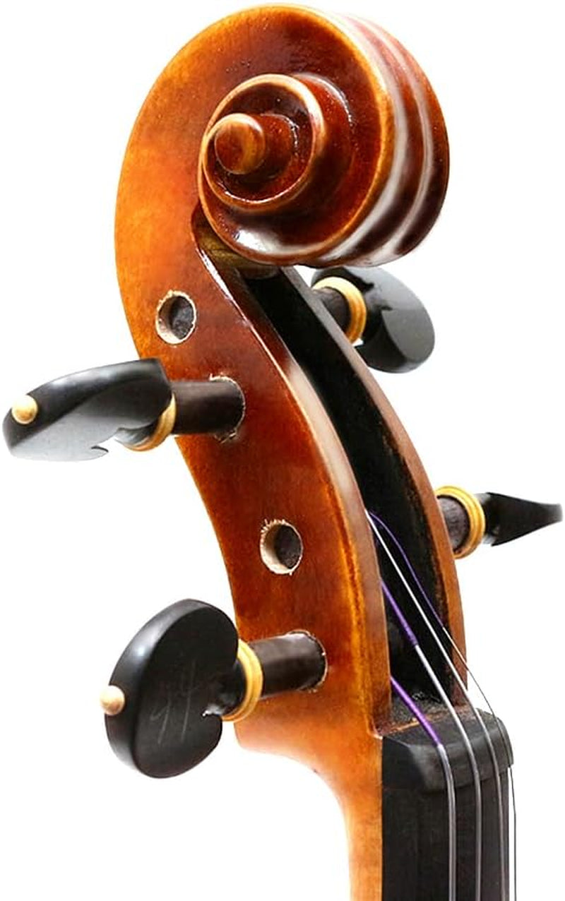 4/4 Full Size Flame Maple 4 String Acoustic Violin Spruce Top Ebony Fittings Solid Wood,Case,Bow,Rosin,Battery-Operated Mini Clip-On Tunerkit,Briage,Shoulder Rest for Beginner. (Fine Grain)