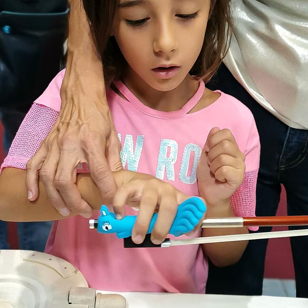 Violin/Viola Bow Holder Violin Bow Grip for Beginner Violin Pinky Holder Teaching Aid Accessory (Blue)