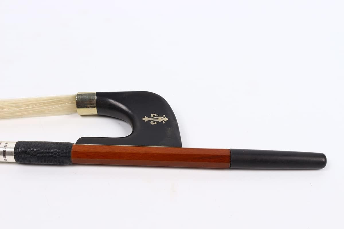 1/2 Upright Bass Bow Advance Brazilwood Germany Bows Ebony Frog Natural Bow Hair Pearl Inlay Half Size