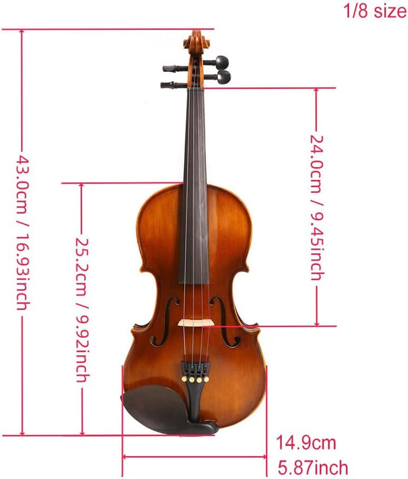1/8 Acoustic Violin Kit Full Size Fiddle Maple Spruce Top Ebony Fittings for Beginner,Student,Adult with Hard Case,Bow,Extra Strings,Shoulder Rest Handcrafted