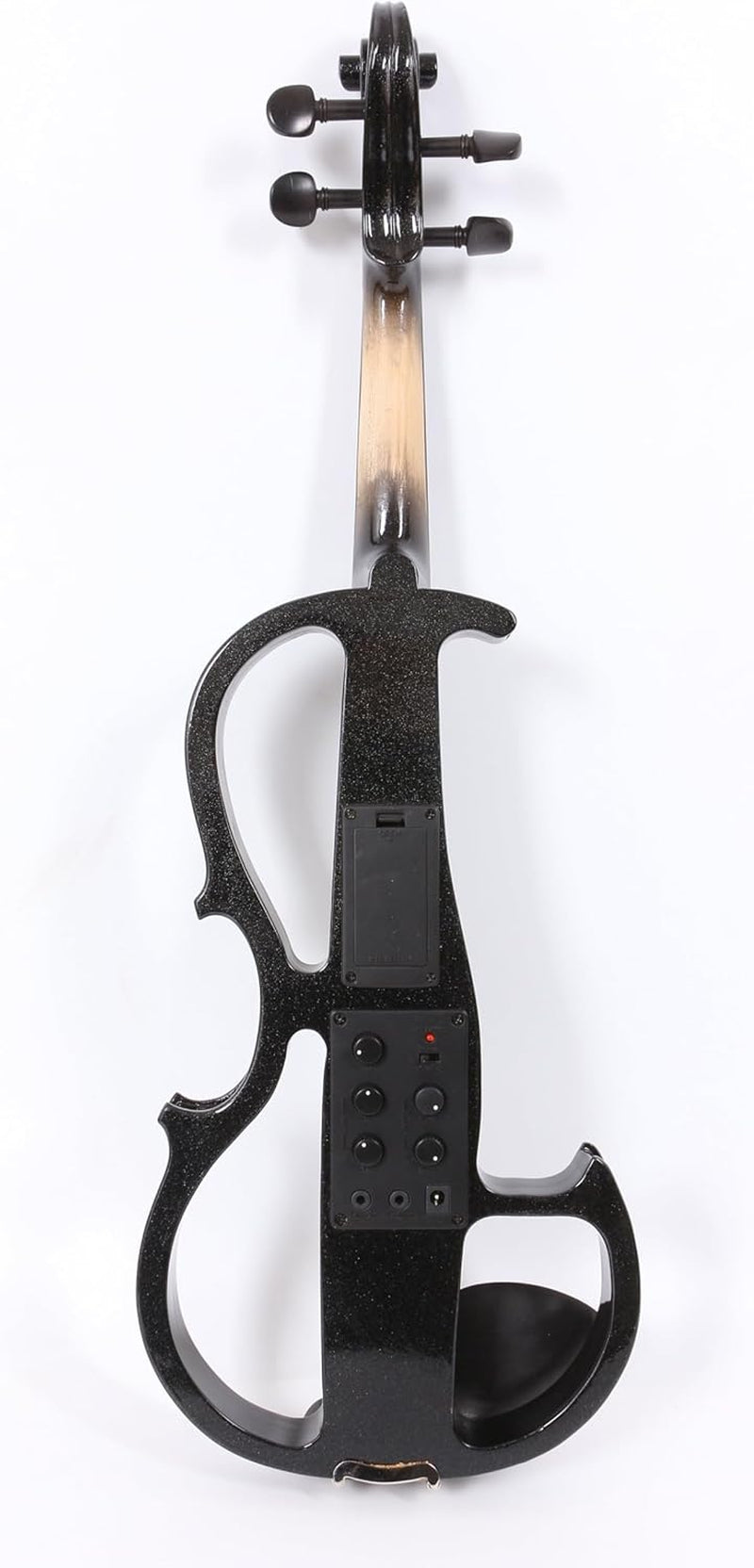 16Inch Silent Electric Viola Solid Wood 4 String with Ebony Fittings&Hard Case& Brazilwood Bow&Aux Cable&Cleaning Cloth Black