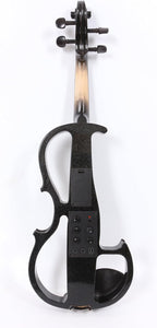 16Inch Silent Electric Viola Solid Wood 4 String with Ebony Fittings&Hard Case& Brazilwood Bow&Aux Cable&Cleaning Cloth Black