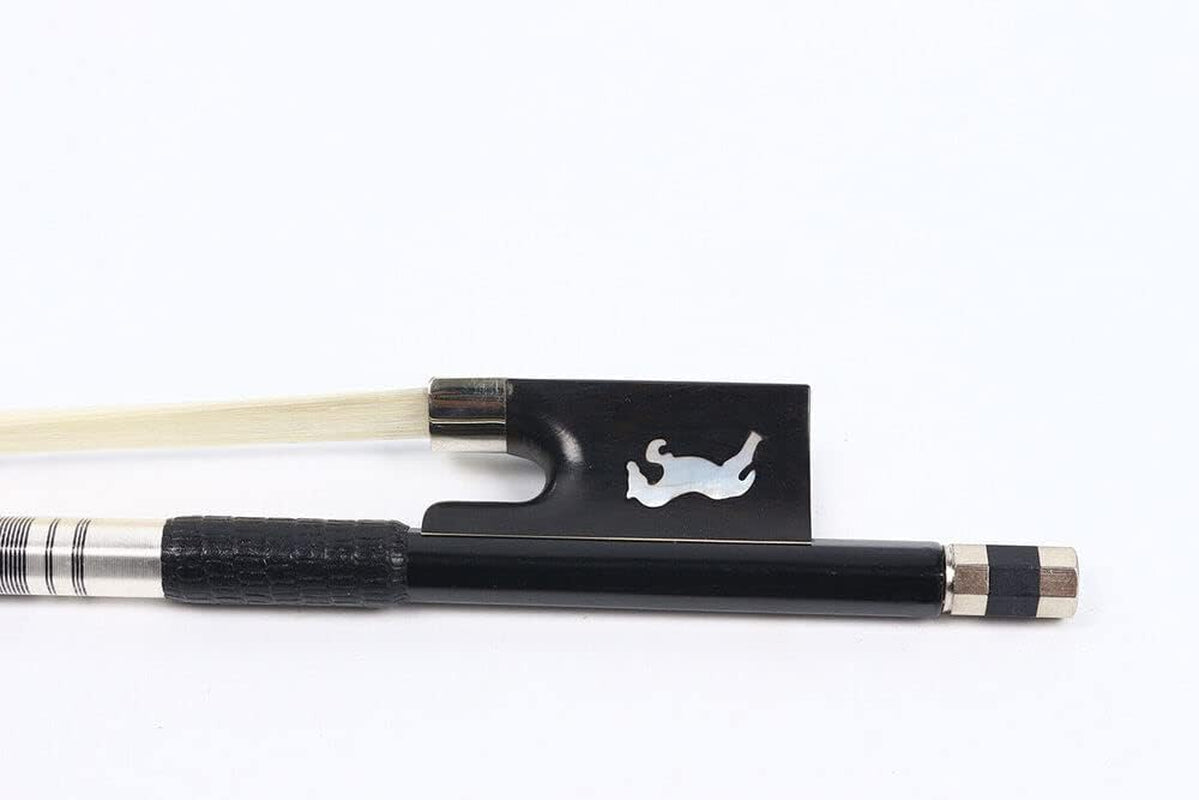 New 4/4 Violin Bow Black Carbon Fiber Stick Horse Inlay AAA Bow Hair Ebony Frog