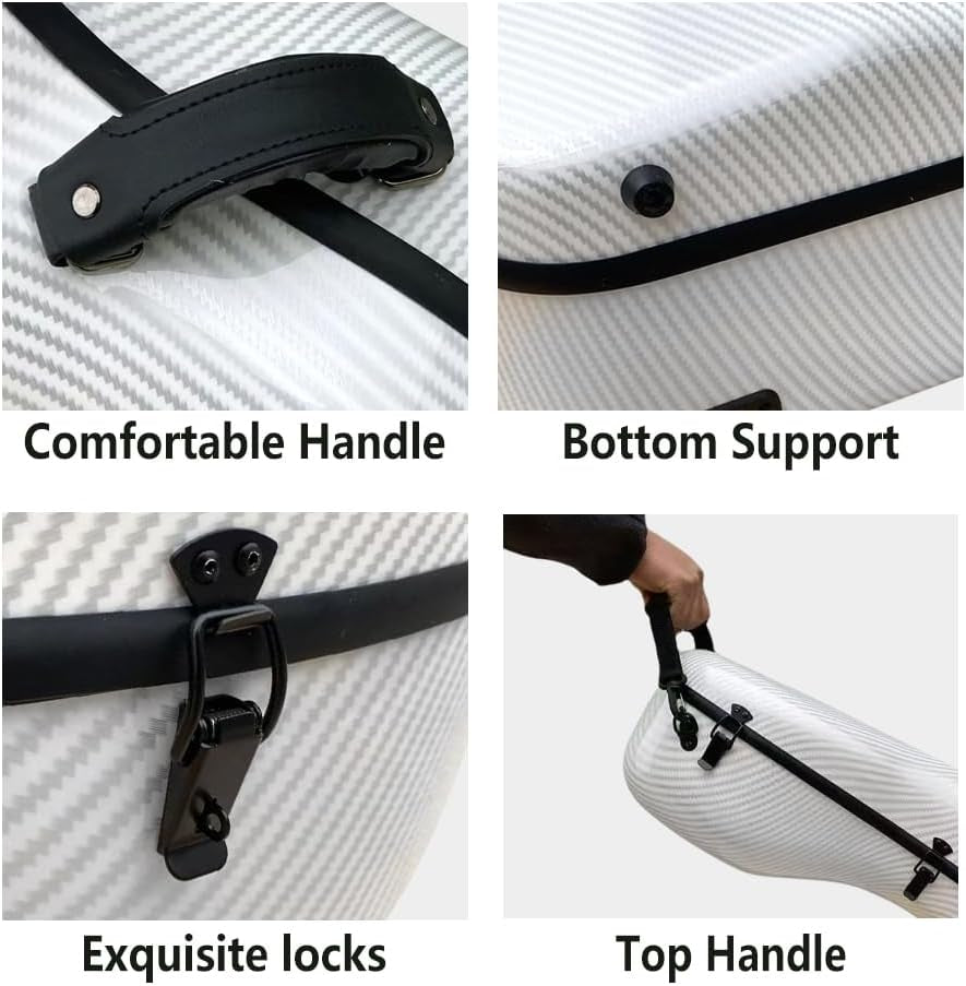 Carbon Fiber Cello Case 4/4 Full Size Hard Shell with Lock & Backpack Straps,Wheels 3.8Kg Lightweight Hard Case for Student