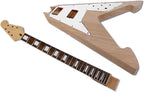 1Set Guitar Kit Guitar Neck 22Fret 24.75Inch Block Inlay Set in Heel DIY Guitar Body Replacement