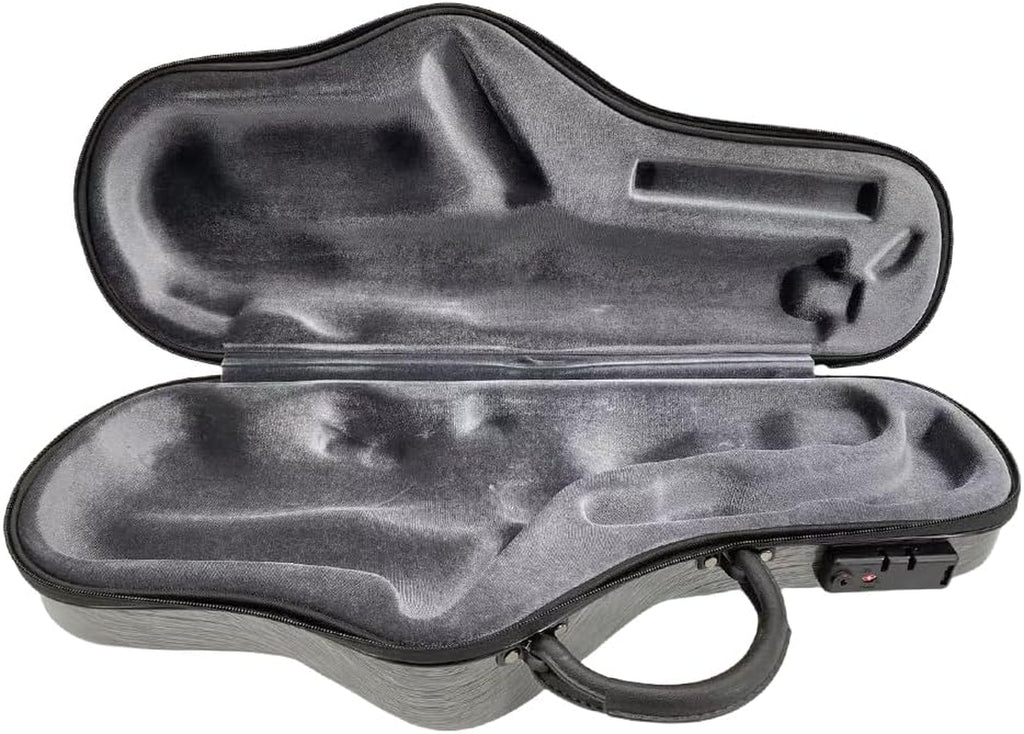 Composite Carbon Fiber Alto Saxophone Case - Lightweight, Durable, and Water-Resistant Protective Hard Case for Alto Sax with Comfortable Shoulder Strap and Plush Interior (Grey)