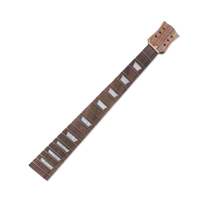 Mahogany Electric Guitar Neck with Binding 22Fret 24.75Inch Rosewood Fretboard Trapezoid Inlay Bolt on Guitar Neck Replacement Black Head Unfinished